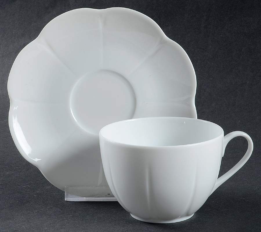 Nymphea White Flat Cup & Saucer Set by Royal Limoges-1