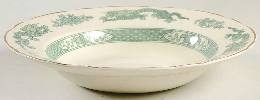 Dragon Green Rim Soup Bowl by Royal Cauldon-1