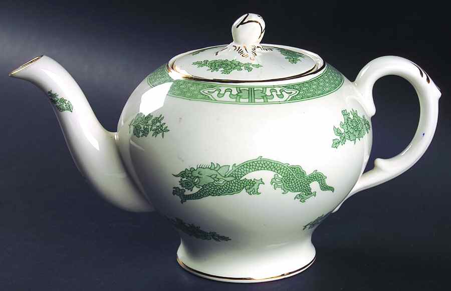 Dragon Green Teapot & Lid by Royal Cauldon-1