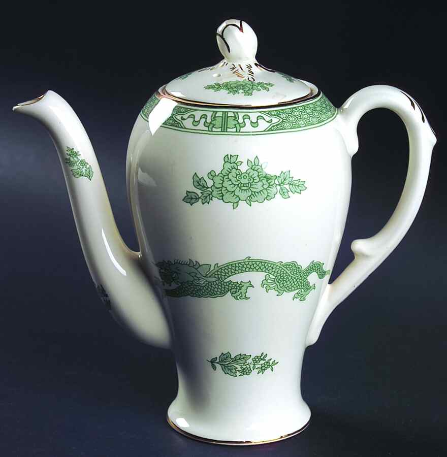 Dragon Green Coffee Pot & Lid by Royal Cauldon-1