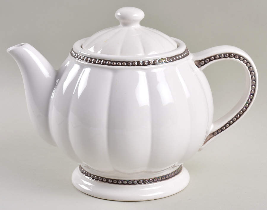Hobnail White Platinum Teapot & Lid by Roscher & Co-1