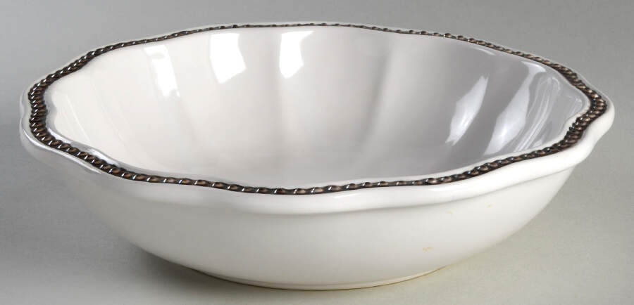 Hobnail White Platinum 9" Round Serving Bowl by Roscher & Co-1