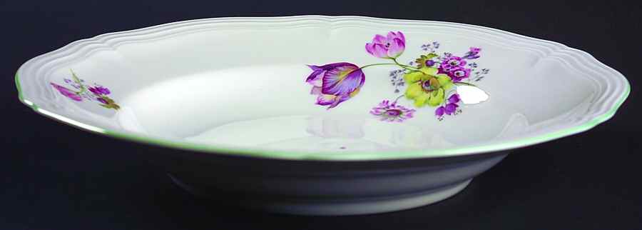 2653 (Chippendale, White, Green Trim) Large Rim Soup Bowl by Rosenthal - Continental-1