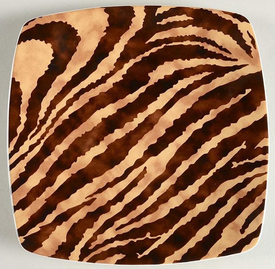 Zebra Collection (Brown, Cream) Square Salad Plate by Roscher & Co-1