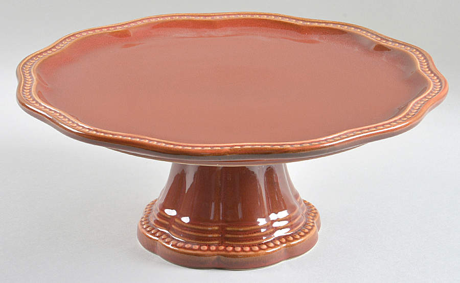 Hobnail Red Brick 12" Diameter Pedestal Cake Stand by Roscher & Co-1