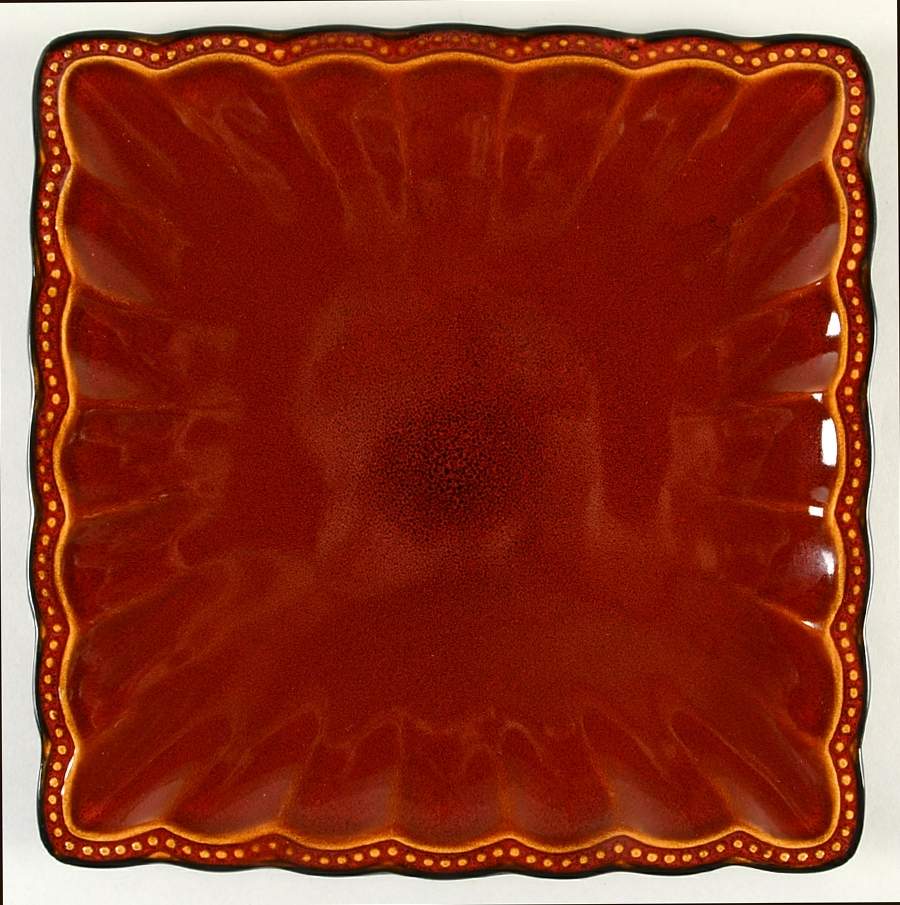 Hobnail Red Brick Square Dinner Plate by Roscher & Co-1