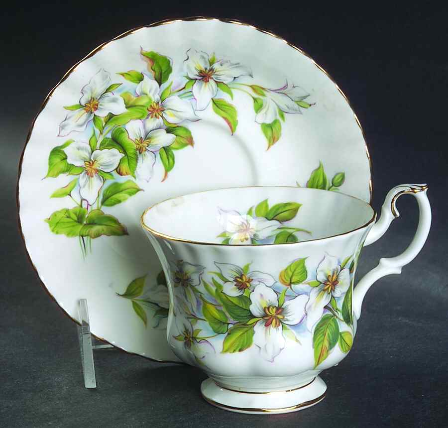 White Trillium Footed Cup & Saucer Set by Royal Albert-1