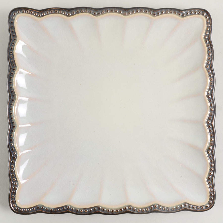 Hobnail Gray Blue Metallic Square Dinner Plate by Roscher & Co-1