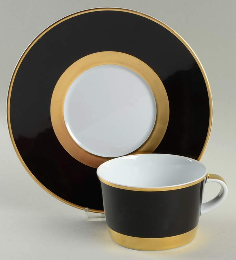Gala (Black) Flat Cup & Saucer Set by Raynaud-1