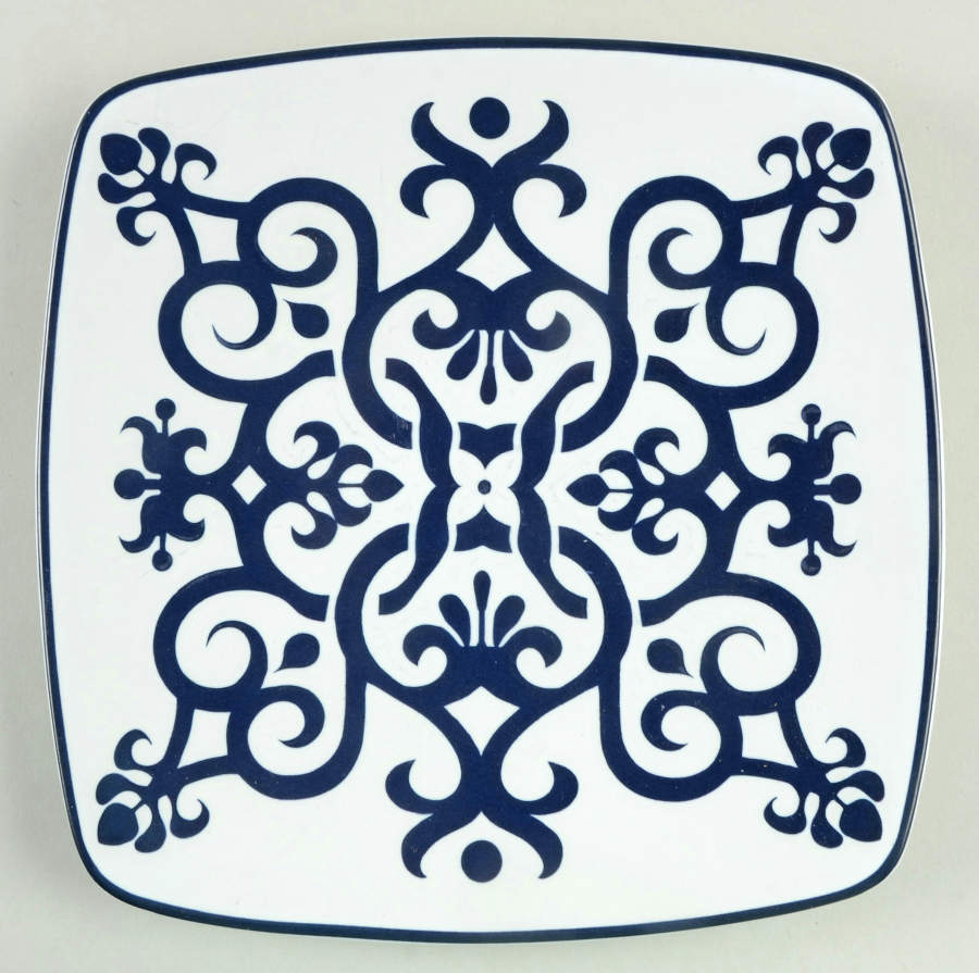 Tuzani Collection Blue Square Salad Plate by Roscher & Co-1