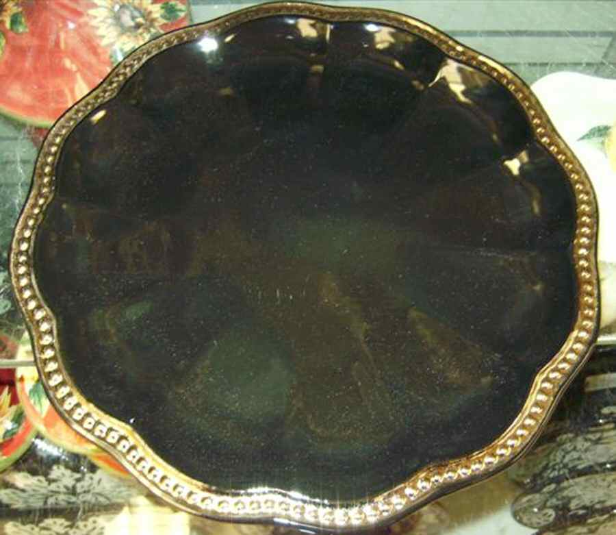Hobnail Black Gold Dinner Plate by Roscher & Co-1
