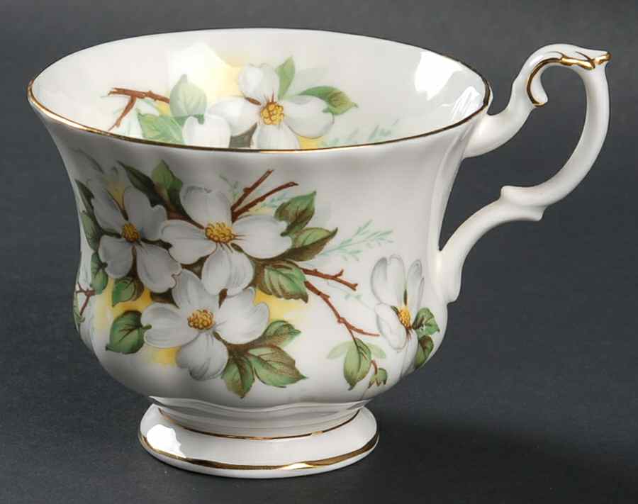 White Dogwood (Solid Gold Trim Footed Cup by Royal Albert-1