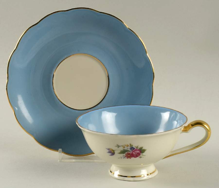 Ardalt Slate Blue Footed Cup & Saucer Set by Royal Bayreuth-1