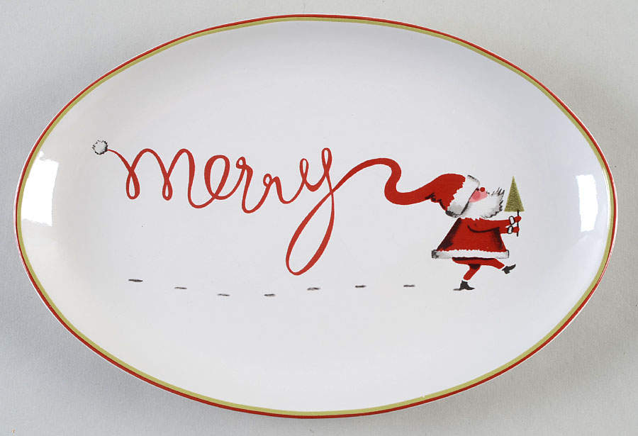 Merry Santa Oval Dessert Plate by Rosanna-1