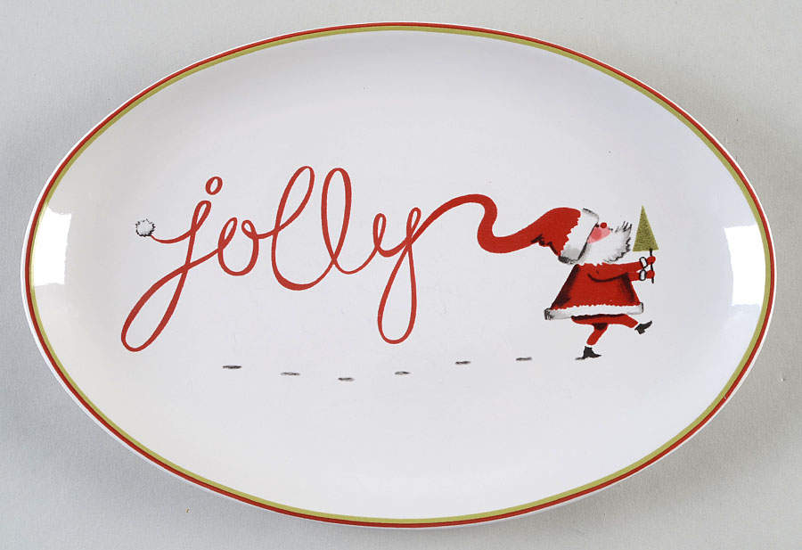 Merry Santa Oval Dessert Plate by Rosanna-1
