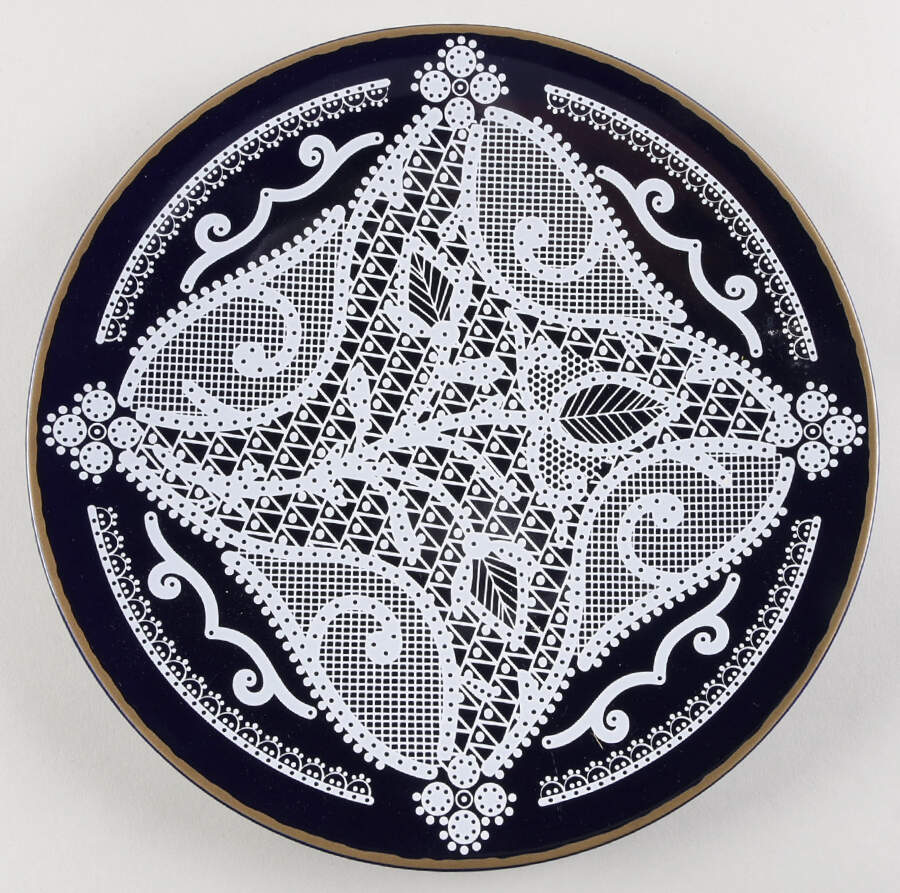 Crochet Collection Cobalt Blue Dinner Plate by Roscher & Co-1
