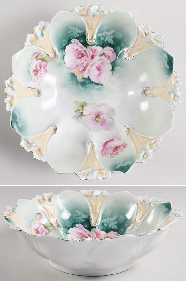 Floral Decoration 7 10" Round Bowl by RS Prussia-1