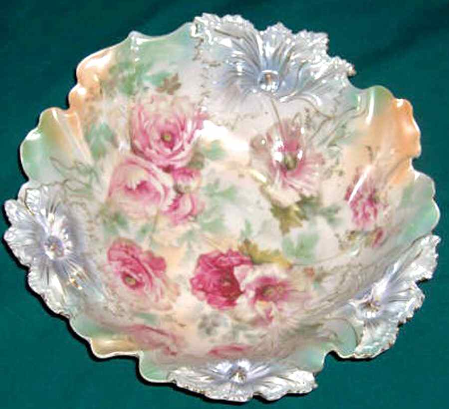 Floral Decoration 7 9" Round Bowl by RS Prussia-1