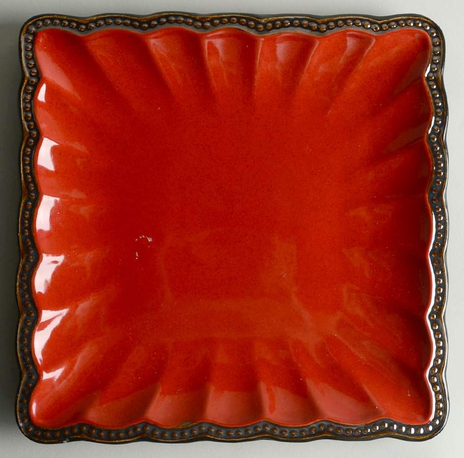 Hobnail Red Brown Square Dinner Plate by Roscher & Co-1
