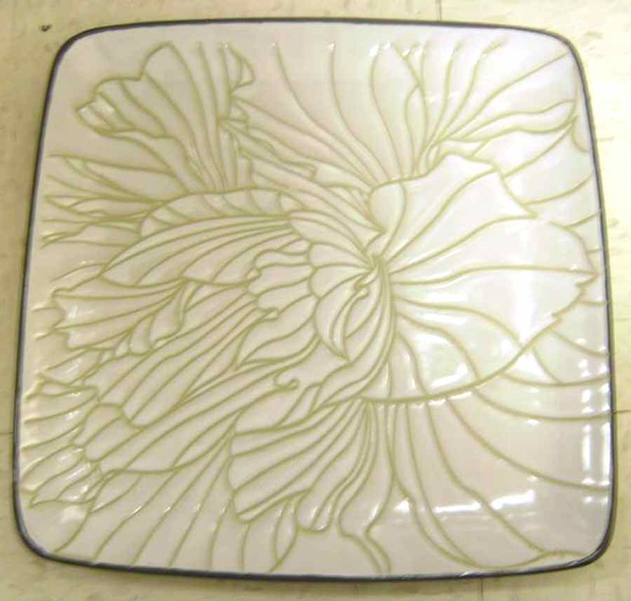 Fleurette Green Square Dinner Plate by Roscher & Co-1
