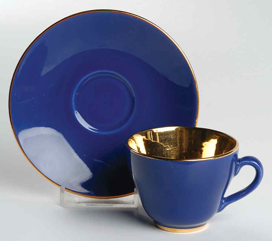 Confetti (Gold Trim) Flat Demitasse Cup & Saucer Set by Royal Copenhagen-1