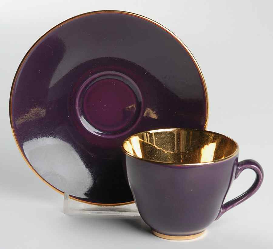 Confetti (Gold Trim) Flat Demitasse Cup & Saucer Set by Royal Copenhagen-1
