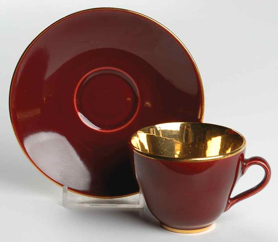 Confetti (Gold Trim) Flat Demitasse Cup & Saucer Set by Royal Copenhagen-1