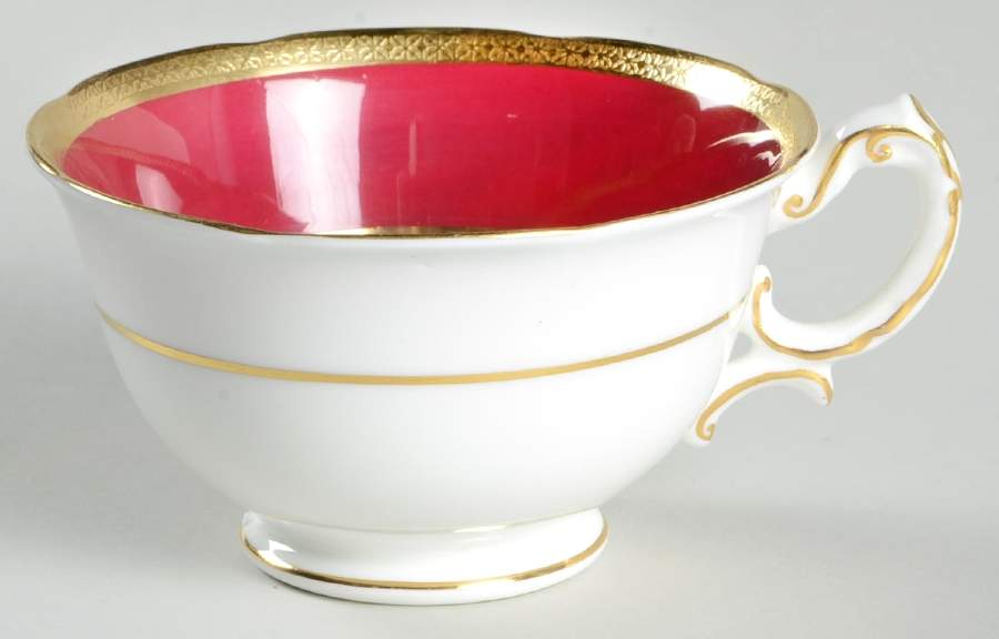 Yarborough Ivory and Burgundy (Scalloped) Footed Cup by Royal Swansea-1
