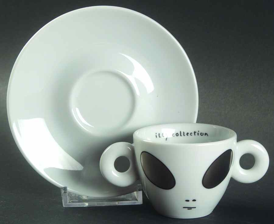 Illy Collection 2001 David Byrne Aliens Flat Demitasse Cup & Saucer Set by Rosenthal - Continental-1