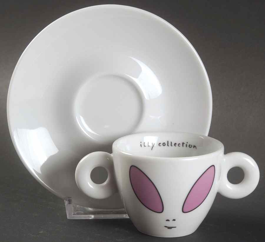 Illy Collection 2001 David Byrne Aliens Flat Demitasse Cup & Saucer Set by Rosenthal - Continental-1