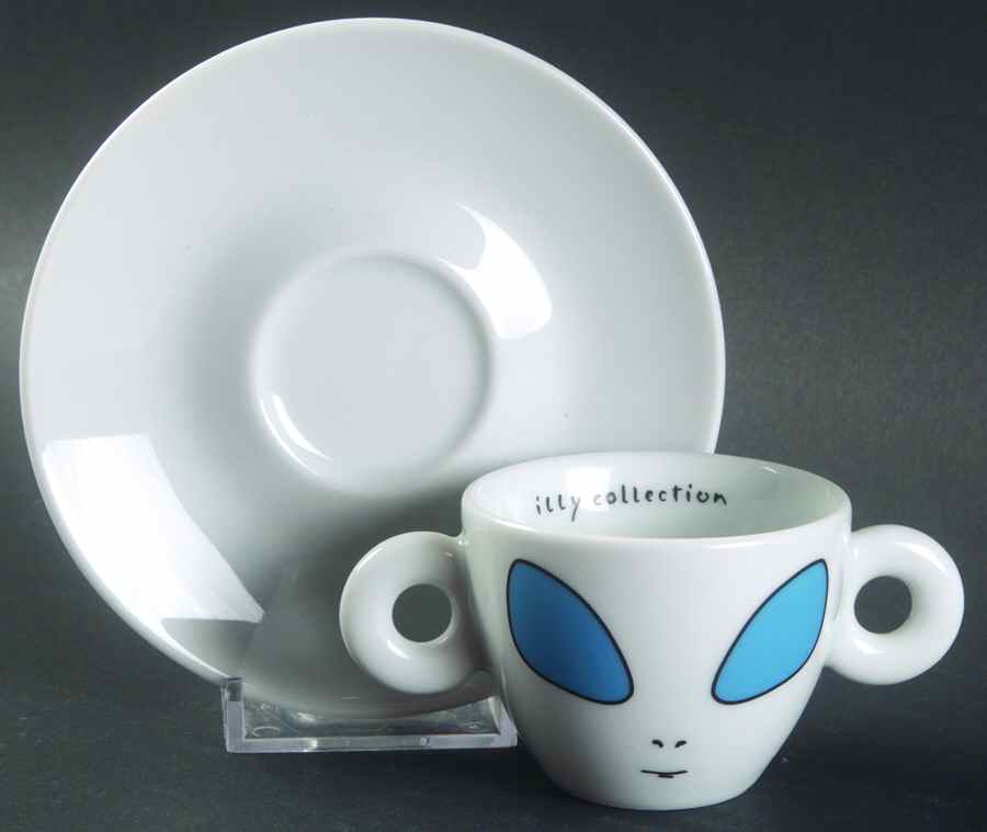 Illy Collection 2001 David Byrne Aliens Flat Demitasse Cup & Saucer Set by Rosenthal - Continental-1