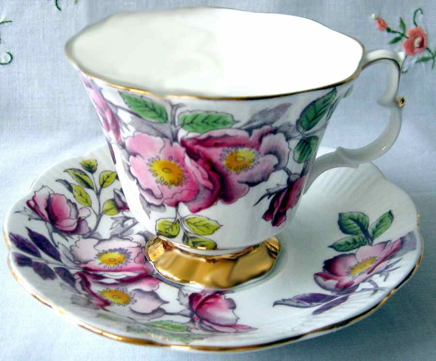 Flower of the Month Series Footed Cup & Saucer Set by Royal Albert-1