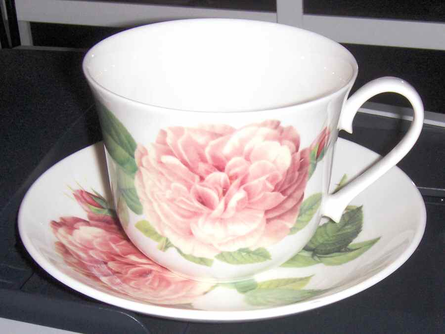 Rose Collection, The Flat Cup & Saucer Set by Roy Kirkham-1