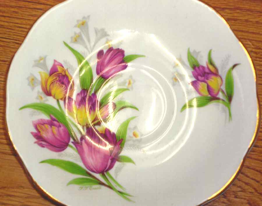 Fantasy (Pink Yellow Tulips) Saucer by Royal Standard-1