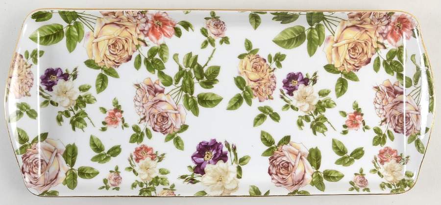 RDV8 (Gold Trim) 13" Rectangular Tray by Royal Danube-1