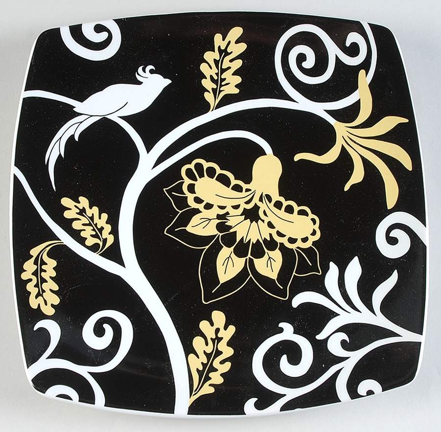 Songbird Yellow and Black Dinner Plate by Roscher & Co-1