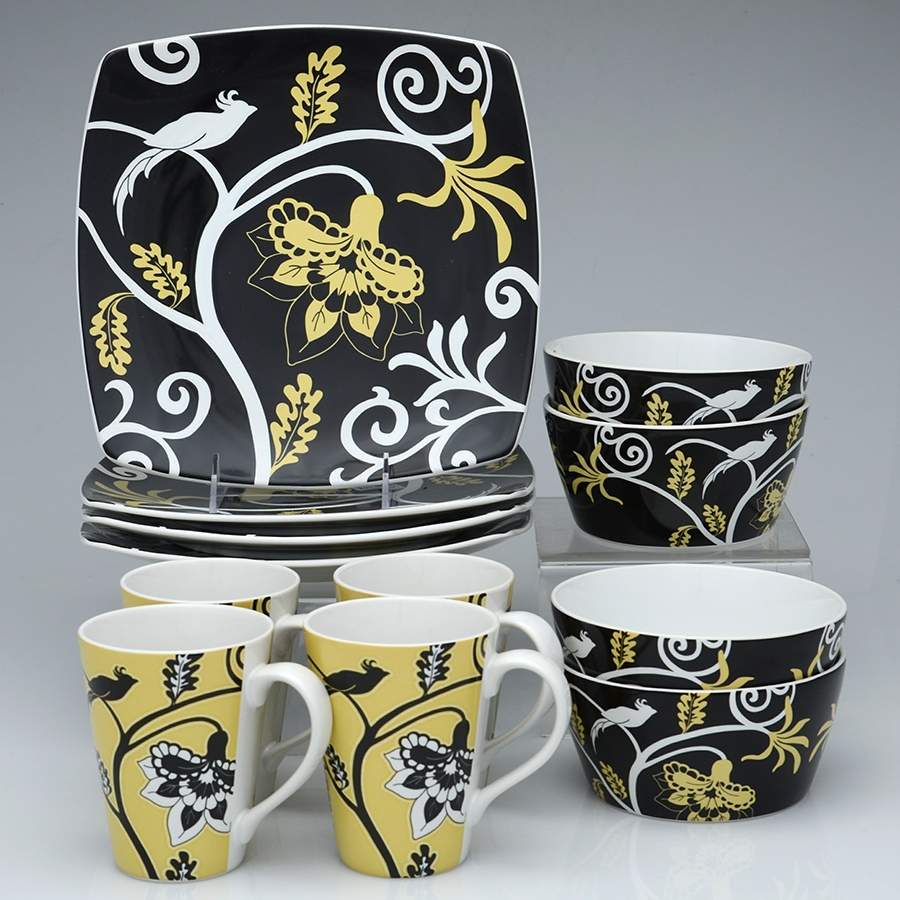 Songbird Yellow and Black 12 Piece Set by Roscher & Co-1