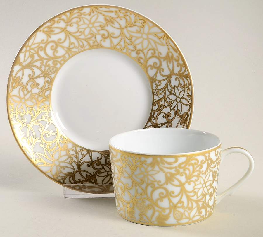 Salamanque Gold Flat Cup & Saucer Set by Raynaud-1
