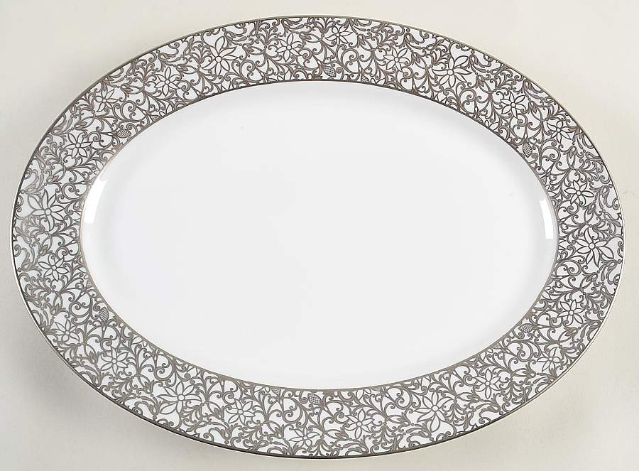 Salamanque Platinum 16" Oval Serving Platter by Raynaud-1