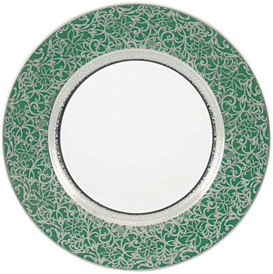 Tolede Platinum and Green Dinner Plate by Raynaud-1