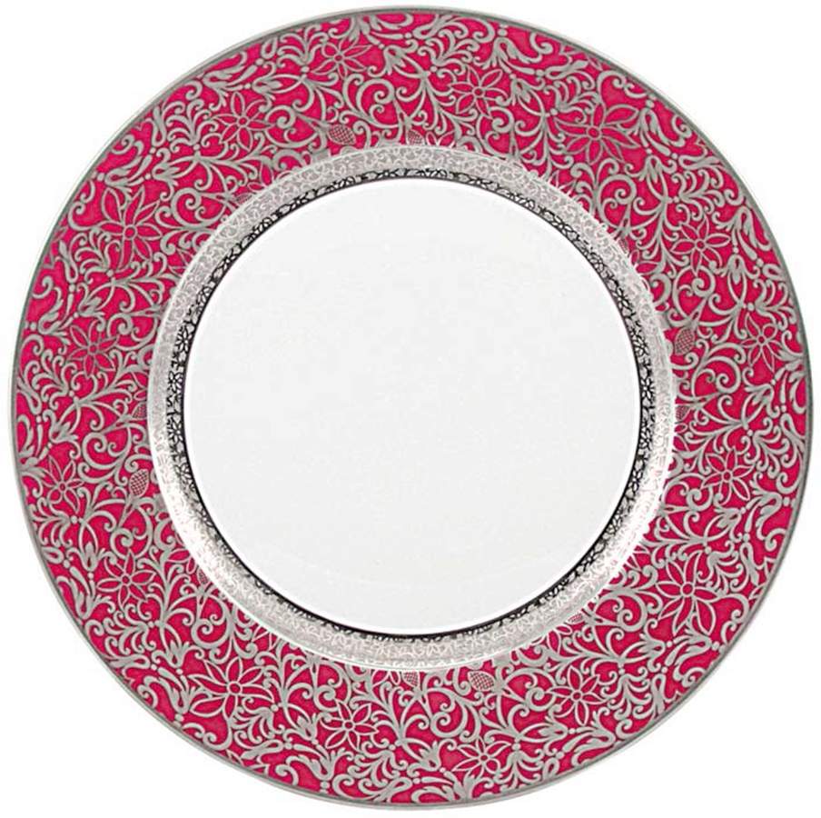 Tolede Platinum and Rouge Dinner Plate by Raynaud-1