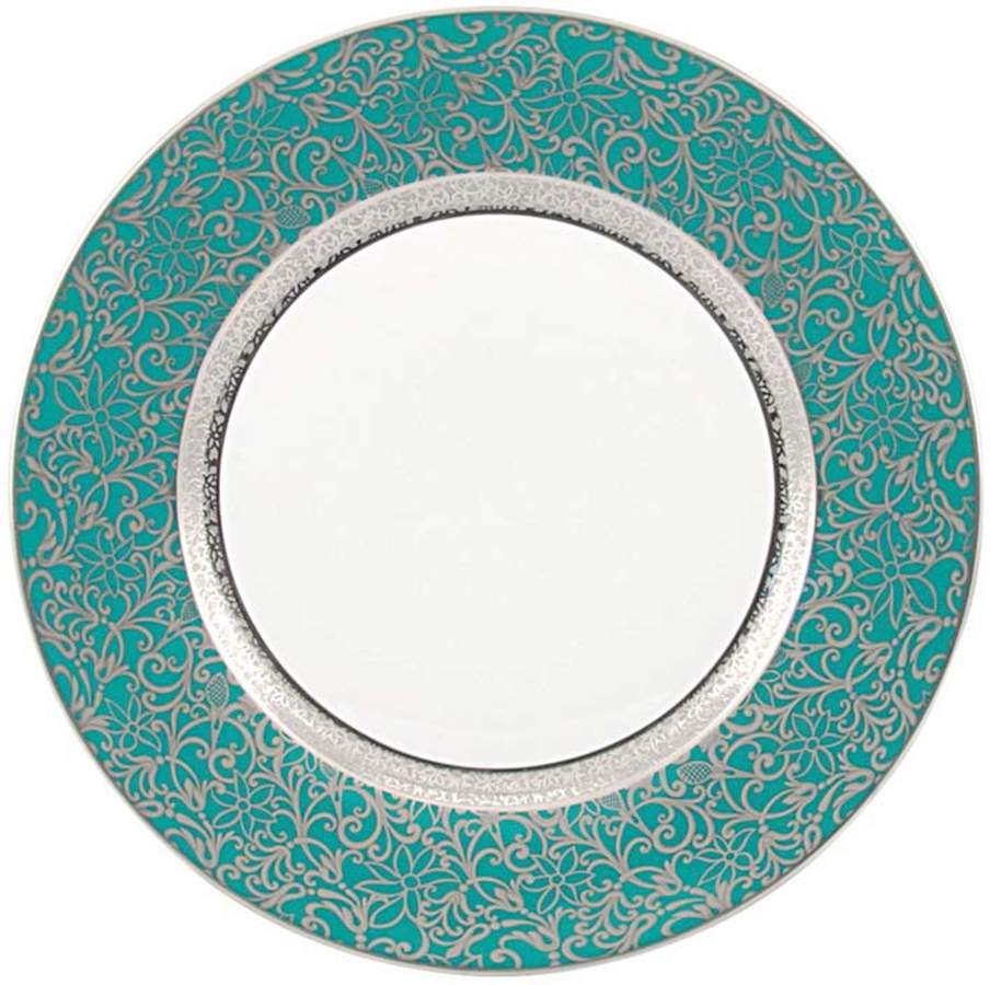 Tolede Platinum and Turquoise Dinner Plate by Raynaud-1