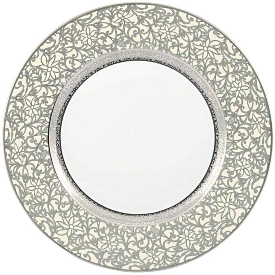 Tolede Platinum and Ivory Dinner Plate by Raynaud-1