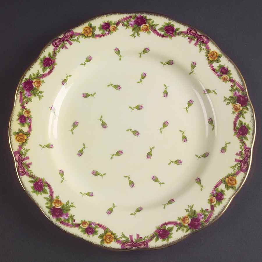 Old Country Roses (Yellow Rosebud) Dessert/Pie Plate by Royal Albert-1
