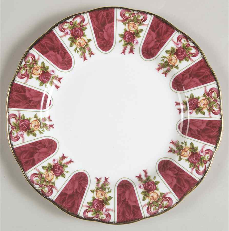 Old Country Roses (Red Damask) Dessert/Pie Plate by Royal Albert-1