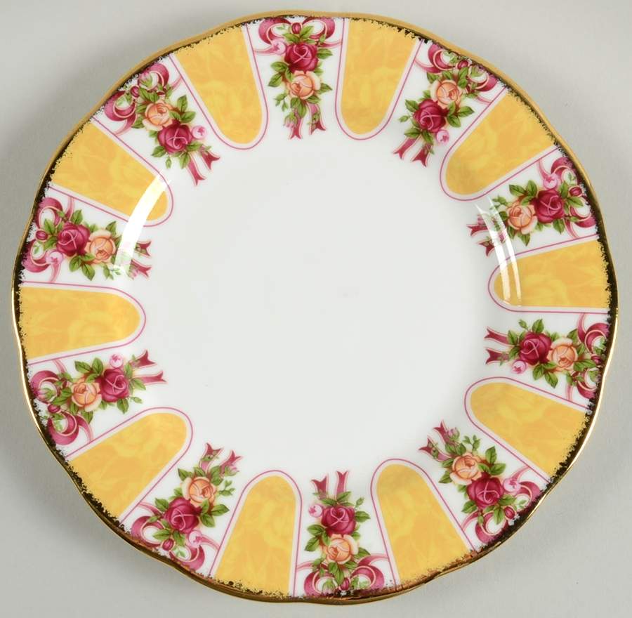 Old Country Roses (Gold Damask) Dessert/Pie Plate by Royal Albert-1