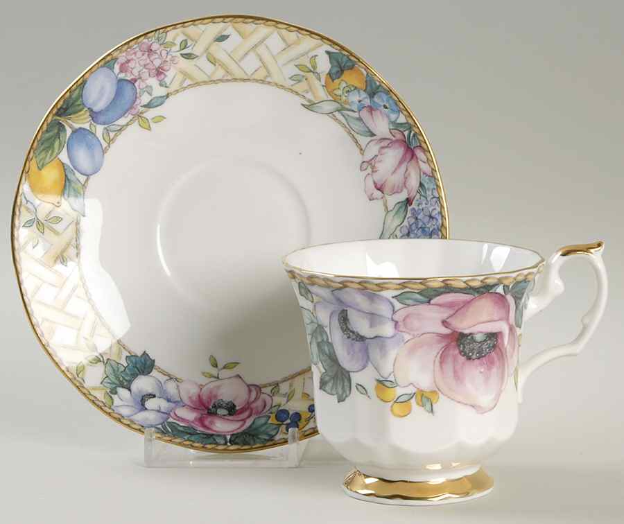 Lattice Flowers Footed Cup & Saucer Set by Rosina-Queens-1