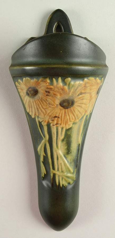 Rosecraft Panel Green 9" Wall Pocket Vase by Roseville-1