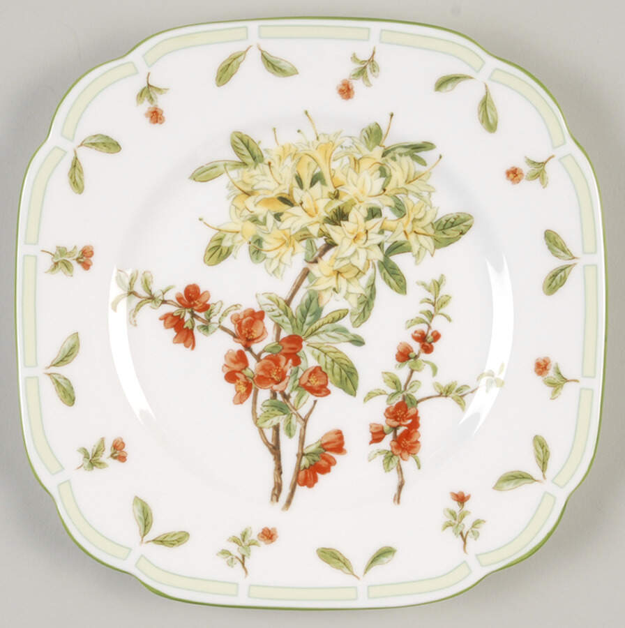 Botanical Teas (Green Trim) Square Bread & Butter Plate by Royal Albert-1