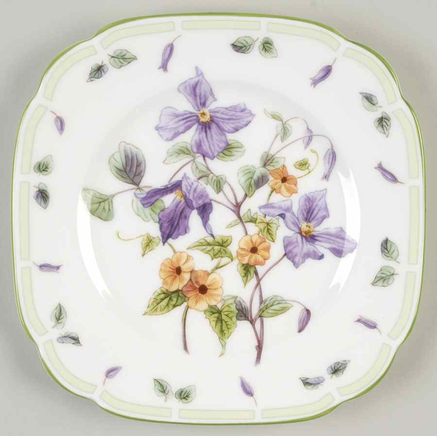 Botanical Teas (Green Trim) Square Bread & Butter Plate by Royal Albert-1